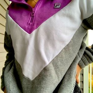 FILA Women’s 1/4 Zip Colorblock Chevron Pullover Sweatshirt